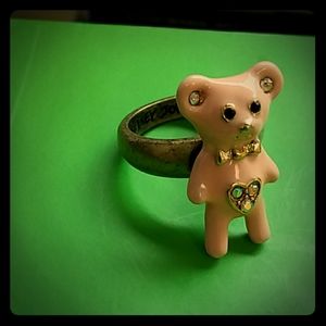 Vintage Betsey Pink Teddy Bear Ring